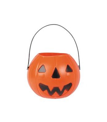 Cubo calabaza para recojer caramelos.